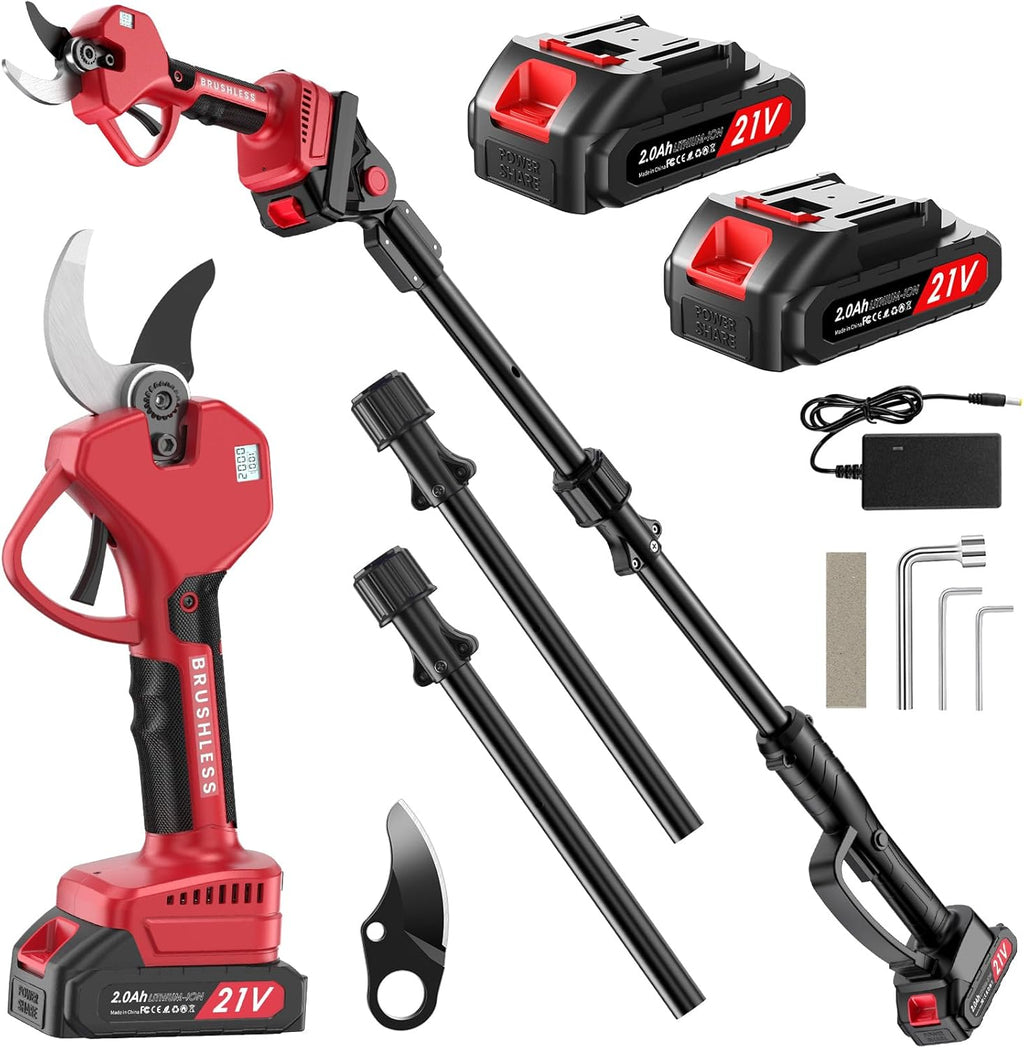 Electric Pruning Shears 50 mm, with Display, 2 Batteries 2000 mAh, Continued 4-8 Hours, Cutting Diameter is Adjustable in Two Gears (35/50 mm), Suitable for Orchards, Gardens and Farms