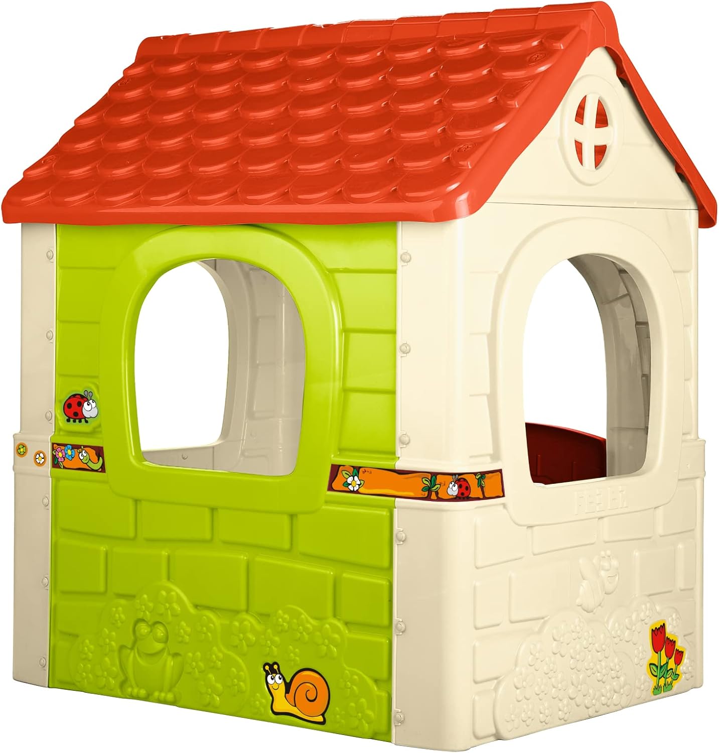 Feber - Fantasy House, Casita Infantil de Juegos con Puerta Abatible, Jugar al Aire Libre o en Casa, Resistente y de Fácil Montaje, para Niños de 2 a 6 años, Famosa (800010237), Versión previa