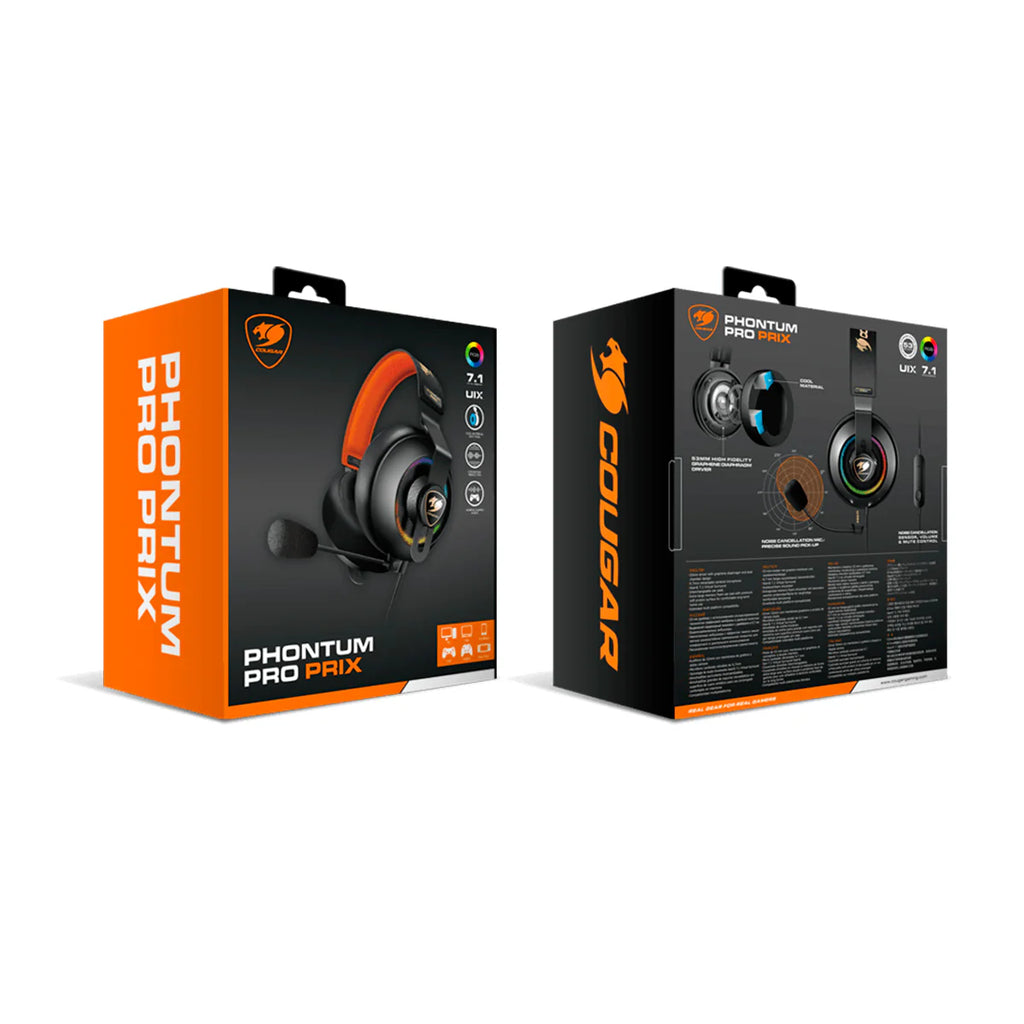 2025 Audífonos Gamer Cougar Phontum Pro Prix USB 7.1 – Multiplataforma