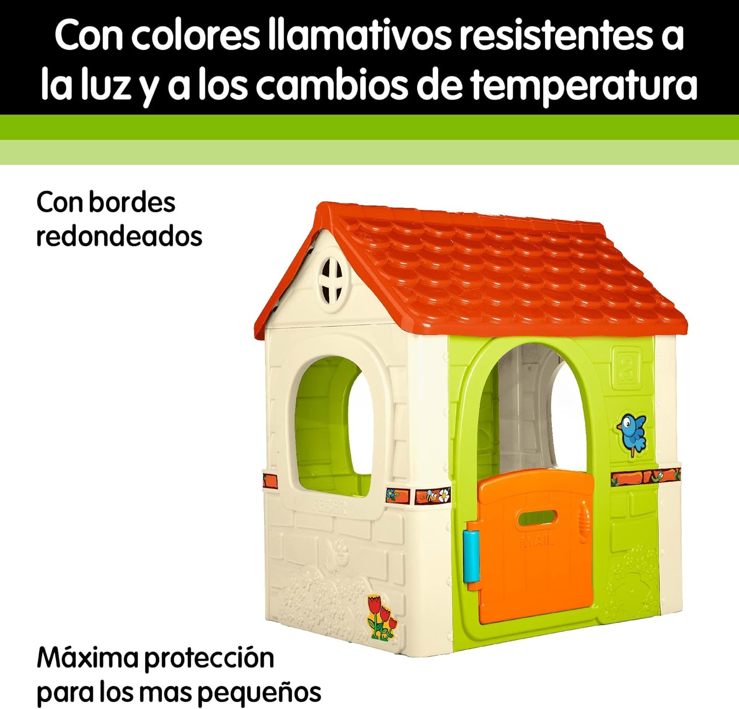 Feber - Fantasy House, Casita Infantil de Juegos con Puerta Abatible, Jugar al Aire Libre o en Casa, Resistente y de Fácil Montaje, para Niños de 2 a 6 años, Famosa (800010237), Versión previa