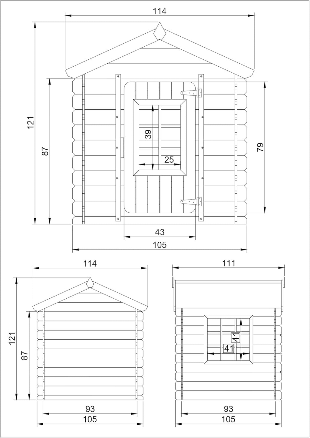 TIMBELA M570Z-1 Casa de Madera para Niños, Casita Infantil Exterior 111x113xA121 cm, Casitas Infantiles Jardin, Casa Juguete Niños, Caseta Infantil (Tetto-Colore Verde)