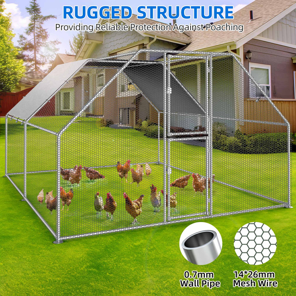 2025 Cercado para gallinas Dextrus 40 x 30 x 2 m – gran gallinero metálico en forma de flecha, con acceso a la perrera, jaula para aves exterior con cubierta impermeable y malla, para jardín y espacios exteriores.
