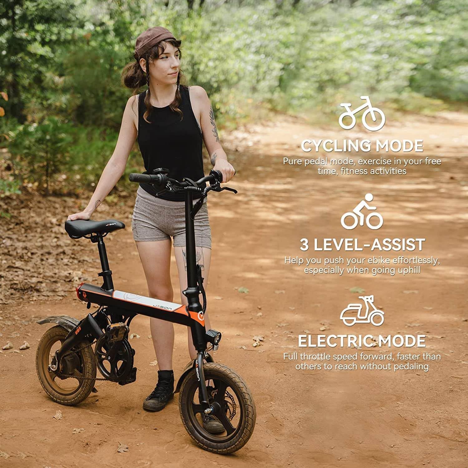Bicicleta eléctrica EB3 para adultos, velocidad hasta 34 km/h, motor potente de 500W, batería de 270Wh, suspensión trasera, 3 niveles de asistencia, bicicleta plegable de 14 pulgadas para adultos y adolescentes, conforme a UL2849