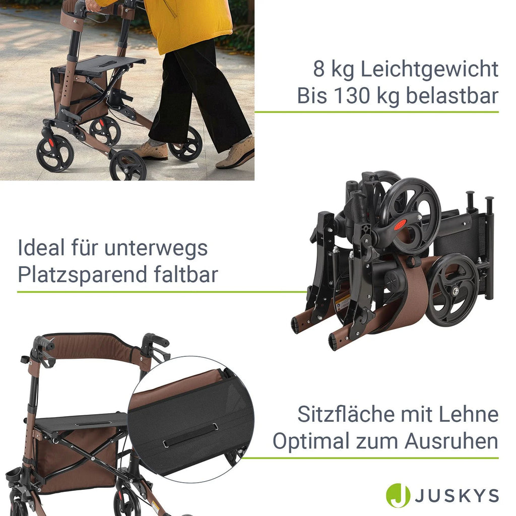 2025 Andador de aluminio Vital con asiento – Ligero, plegable y seguro