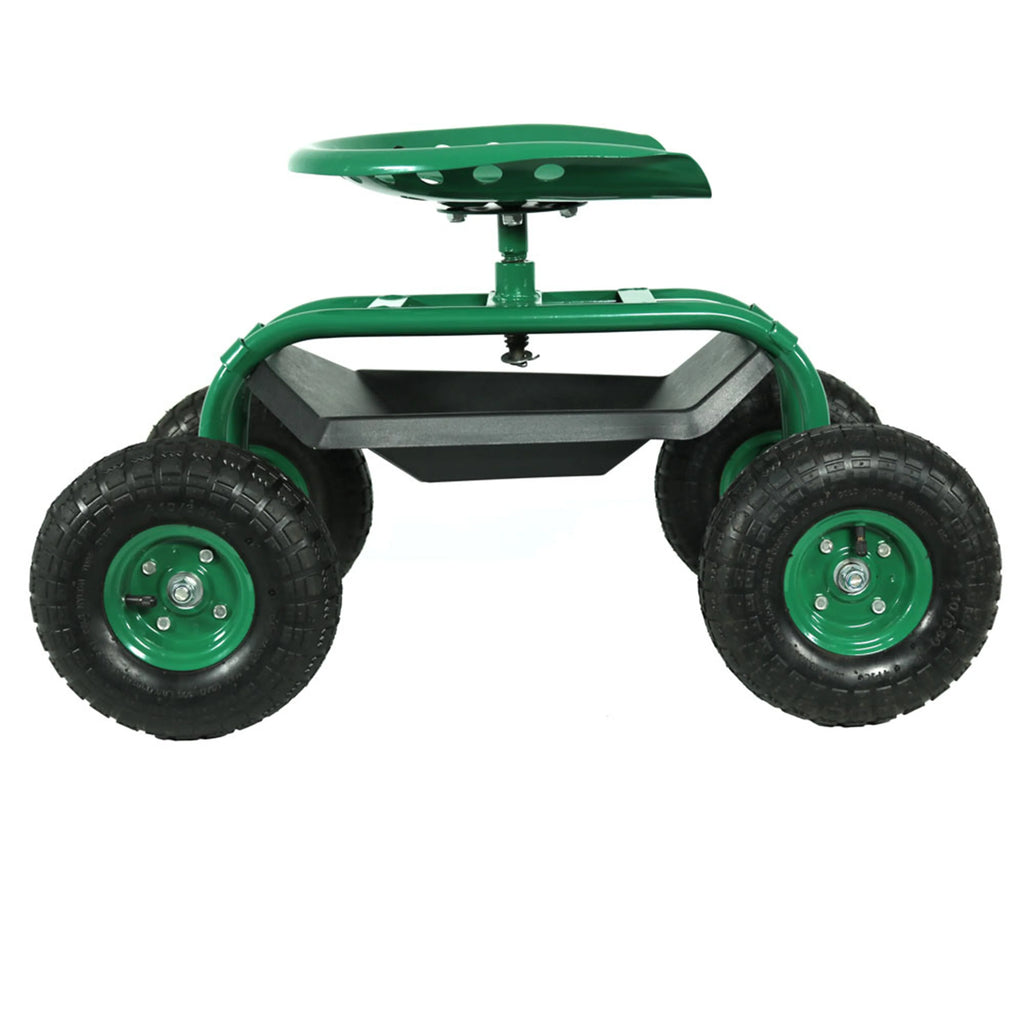 2025 Carrito de Jardín Rodante Sunnydaze con Asiento Giratorio de 360 Grados y Bandeja para Herramientas