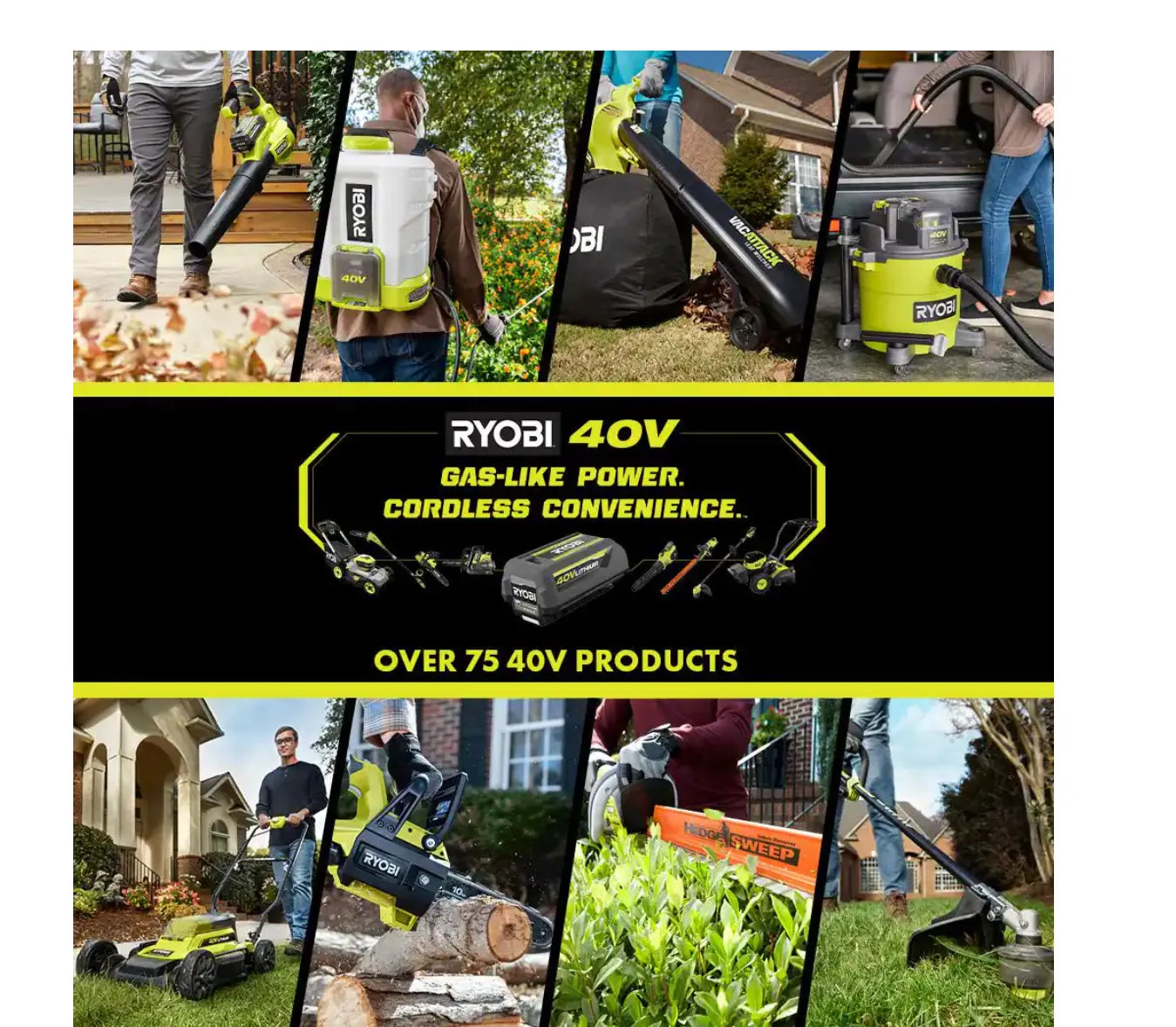 2025 RYOBI RY40451-2B 40V Vac Attack Aspiradora de Hojas Inalámbrica/Mulchadora con (2) Baterías de 5.0 Ah y (1) Cargador
