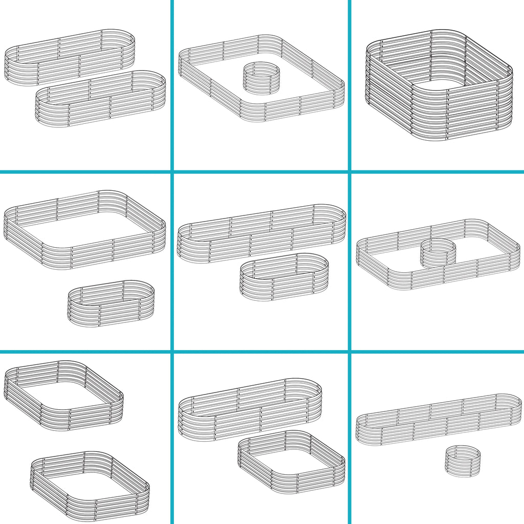 2025 Cama Elevada Apilable de Acero Galvalume Sunnydaze en Forma Ovalada de 200 cm