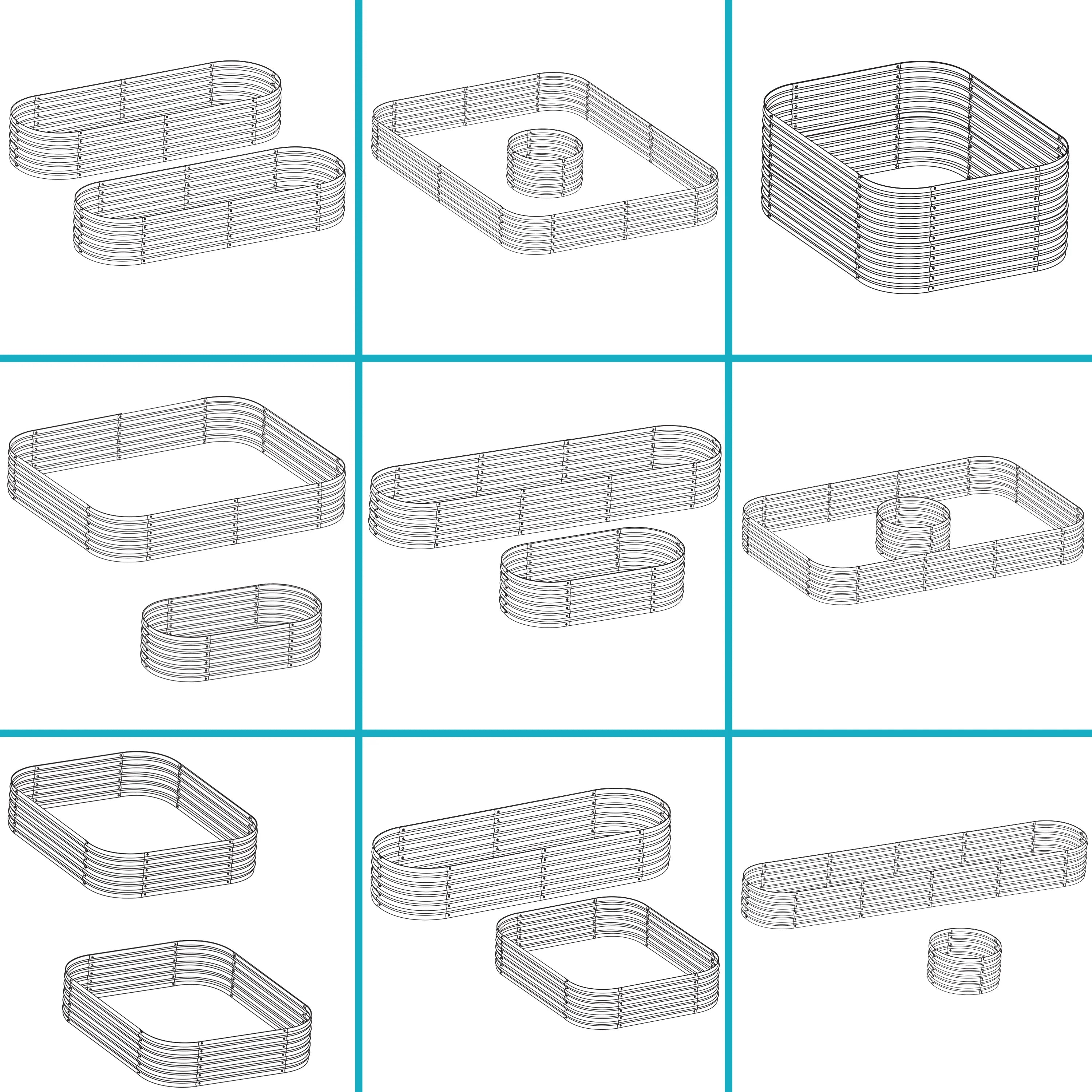 2025 Cama Elevada Apilable de Acero Galvalume Sunnydaze en Forma Ovalada de 200 cm