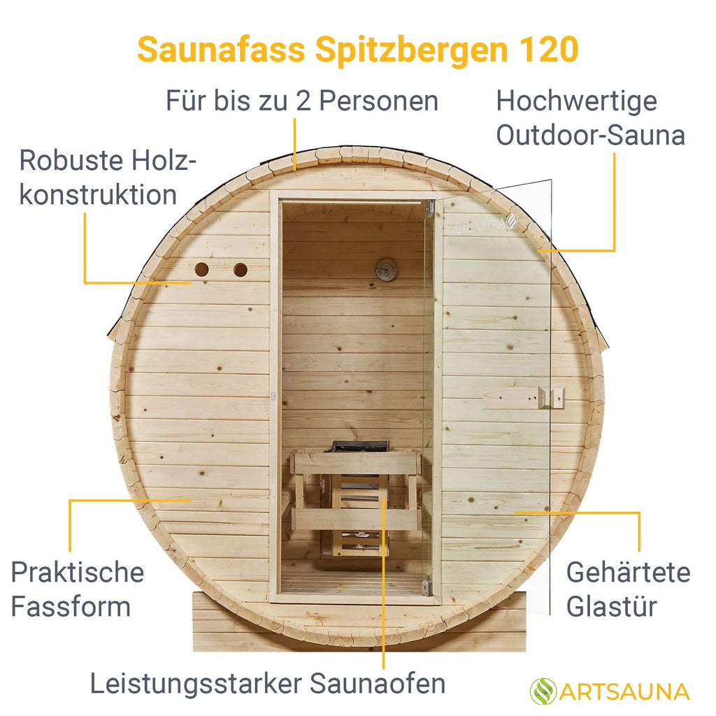 2025 Sauna barril Spitzbergen con estufa de sauna