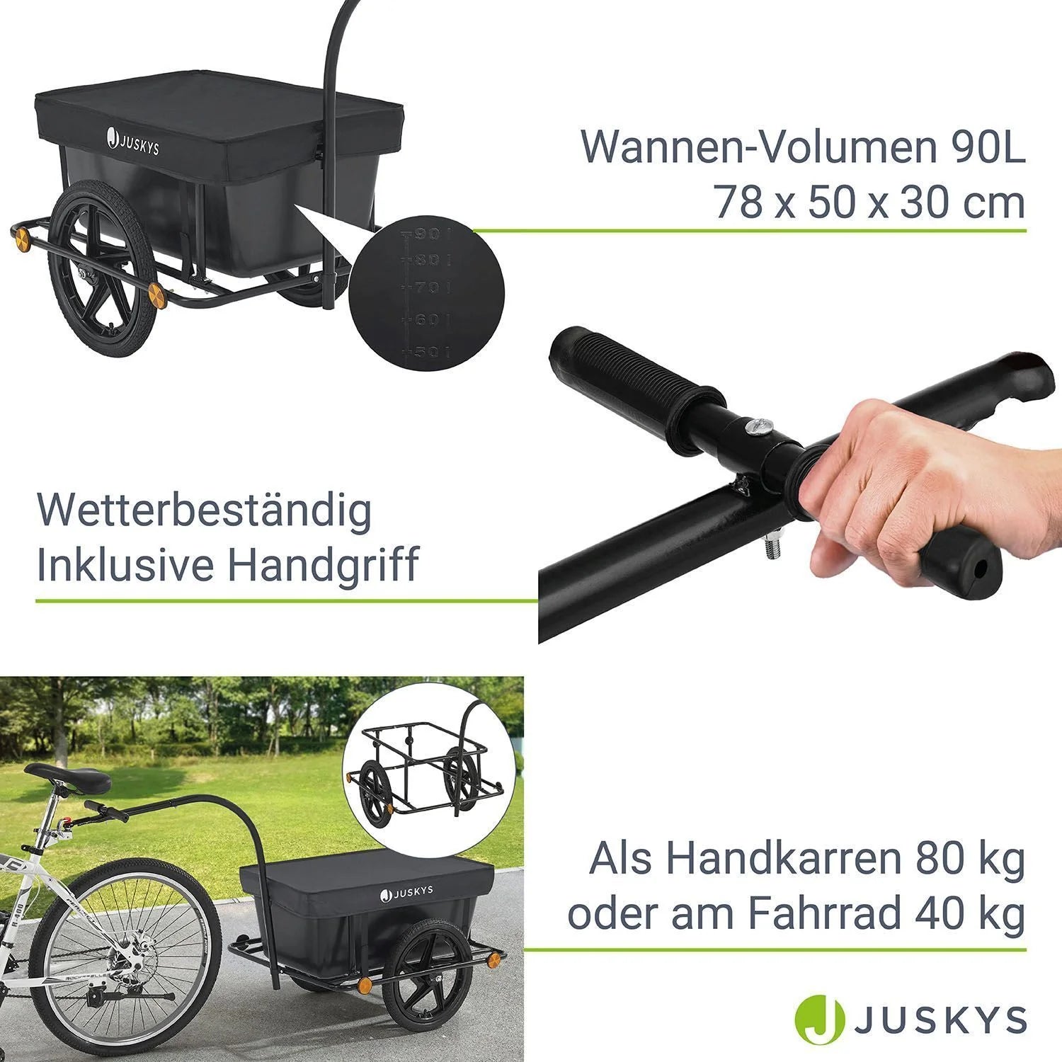 2025 Remolque de transporte / Remolque para bicicleta de 90 litros