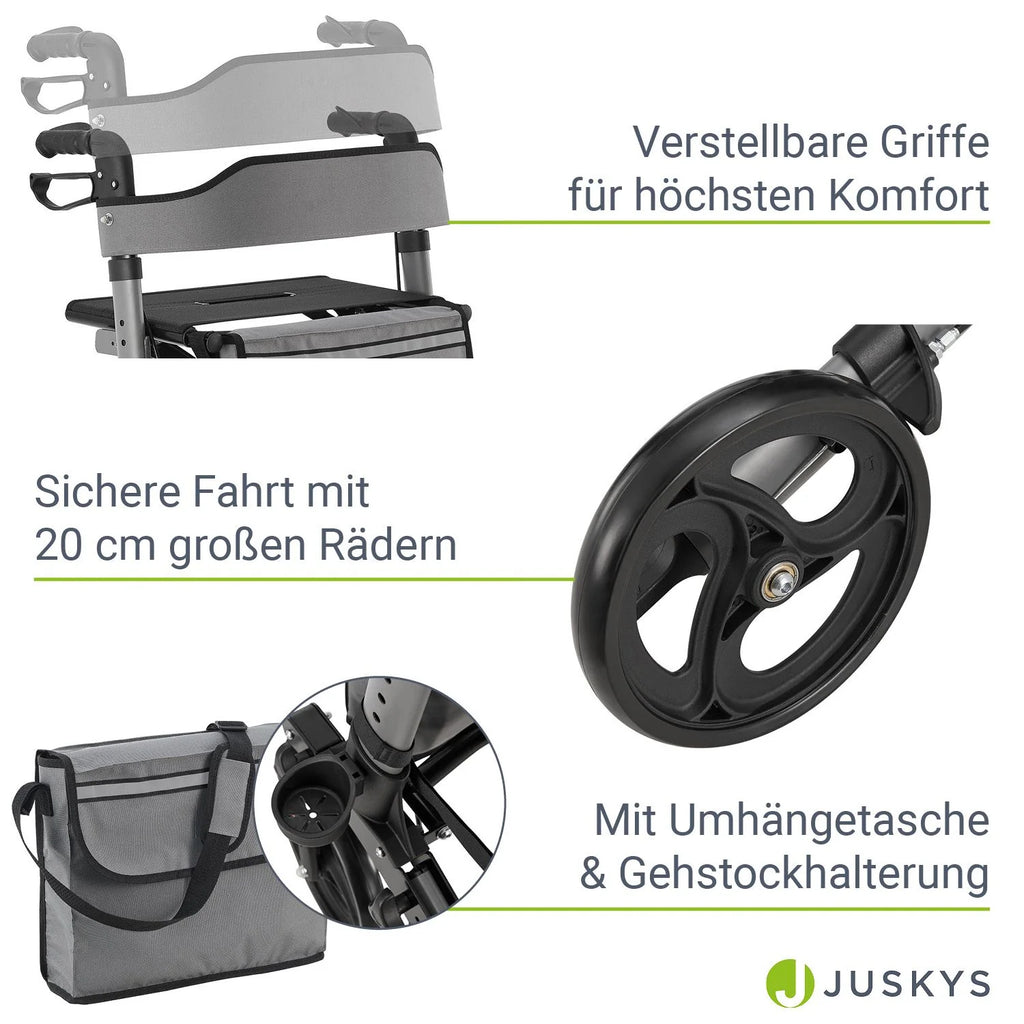 2025 Andador de aluminio Vital con asiento – Ligero, plegable y seguro
