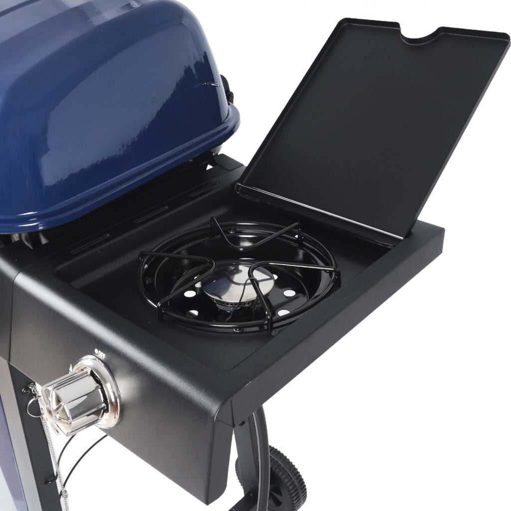 2025 Parrilla a gas RevoAce de 3 quemadores con quemador lateral, color azul zafiro, modelo GBC1729WBS, nueva