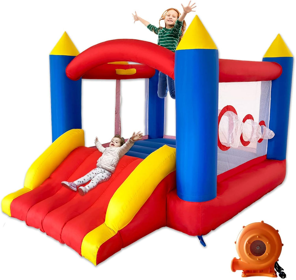 Ballsea Castillo Hinchable con Ventilador, Adecuado para niños de 3 a 10 años, para Interiores, cumpleaños Infantiles (488 x 223 x 220 cm)