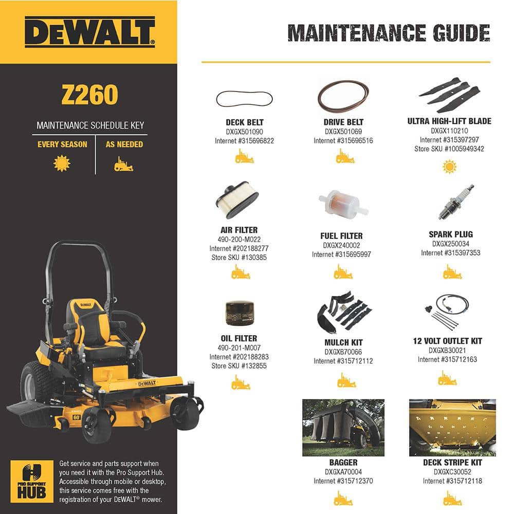 2025 DEWALT Z260 Comercial 60 in. Cortacésped de Giro Cero con Motor Kawasaki V-Twin FS730v de 24 HP y Transmisión Hidrostática Doble DXGZ260P