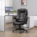 Silla de oficina ejecutiva con masaje y calefacción, sillón de oficina de cuero PU con respaldo alto, marrón