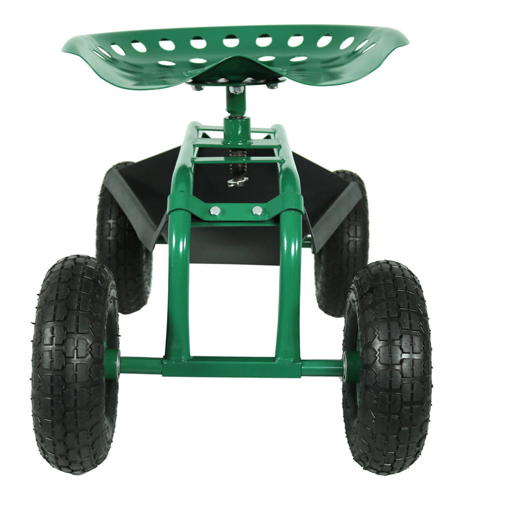 2025 Carrito de Jardín Rodante Sunnydaze con Asiento Giratorio de 360 Grados y Bandeja para Herramientas