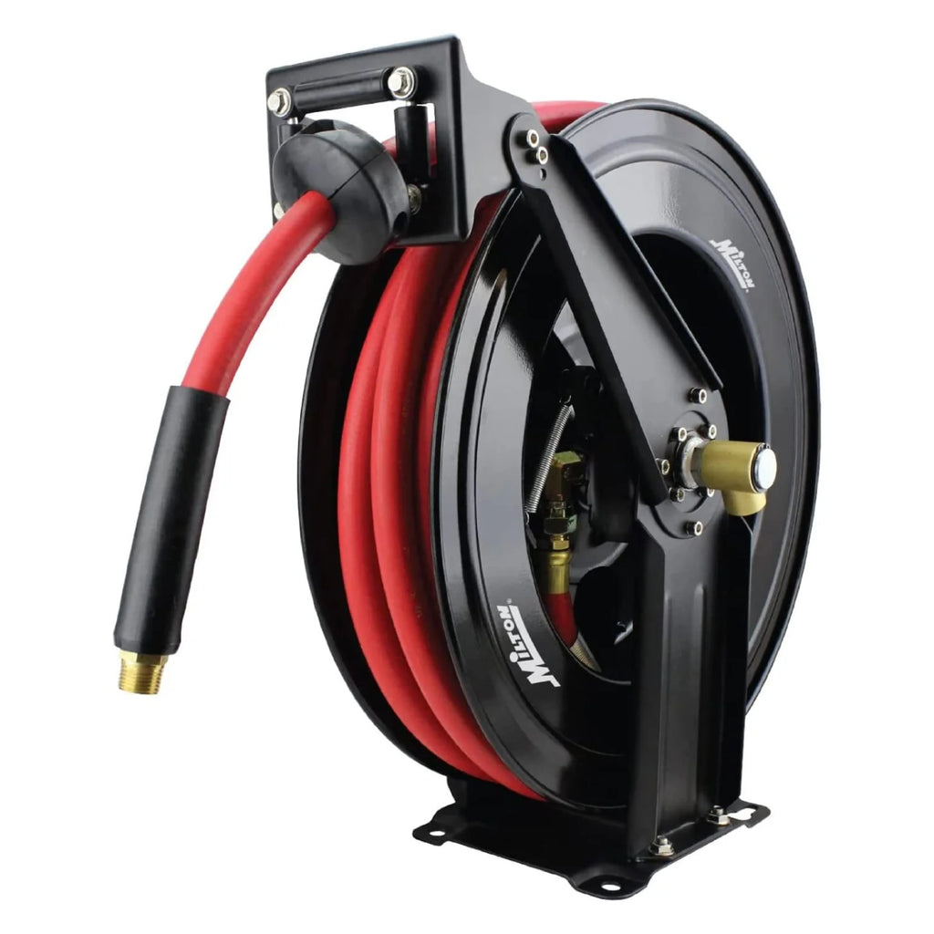 2025 Enrollador Automático de Doble Brazo de Acero con Manguera de Goma de 1/2" x 15 m – Máx. 300 PSI