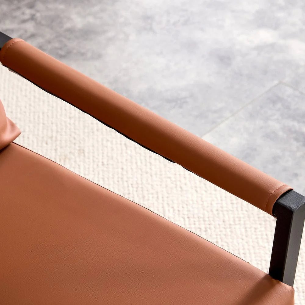 Sofá moderno de 2 plazas con 2 cojines – cuero PU, espuma de alta densidad, estructura metálica negra revestida, color marrón