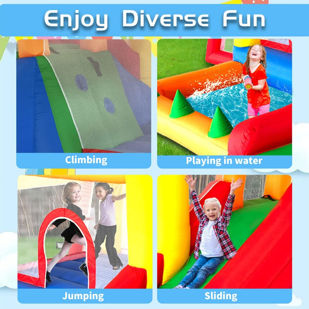 Ballsea Castillo Hinchable con Ventilador, Adecuado para niños de 3 a 10 años, para Interiores, cumpleaños Infantiles (488 x 223 x 220 cm)