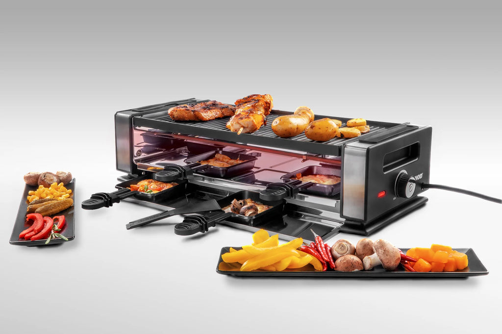 2025 Raclette Finesse Basic con libro de recetas – Raclette compacta para 2 a 4 personas