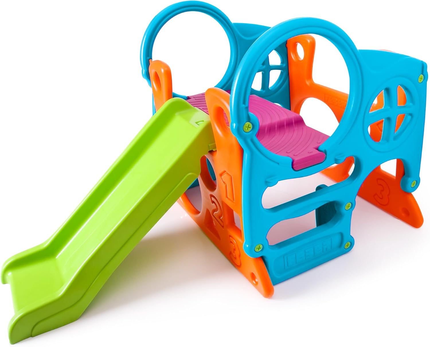 FEBER - Wood House, Centro de Actividades en el Bosque con Tobogán y Mesa Convertible en Arenero, Colores Luminosos y Resistentes a la Luz, Fácil Montaje, Niños de 3 a 8 años, Famosa (800009590)
