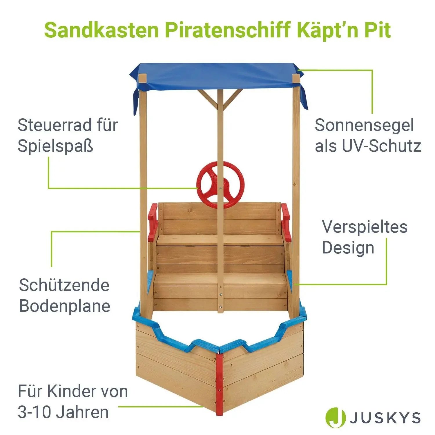 2025 Caja de arena Käpt’n Pit - Barco pirata de madera