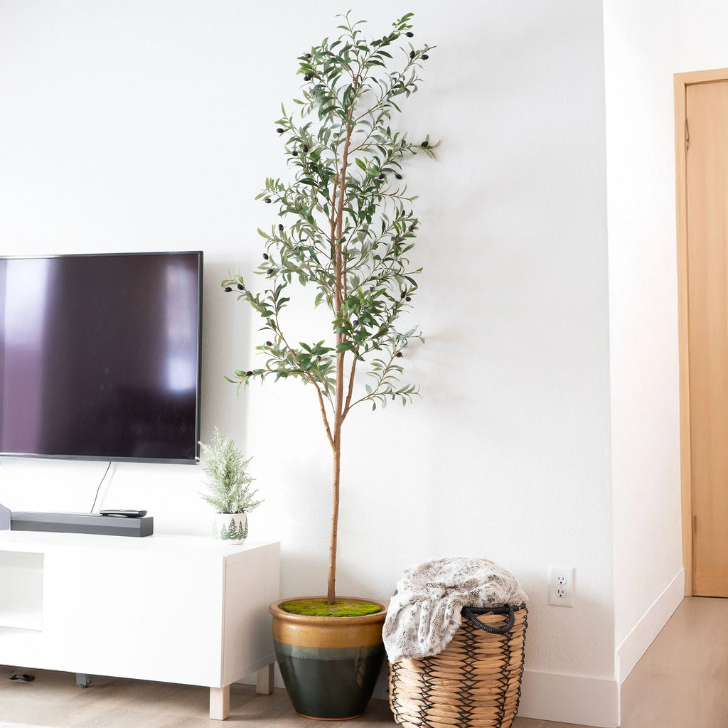 2025 Árbol de olivo artificial en maceta con hojas de seda de Sunnydaze