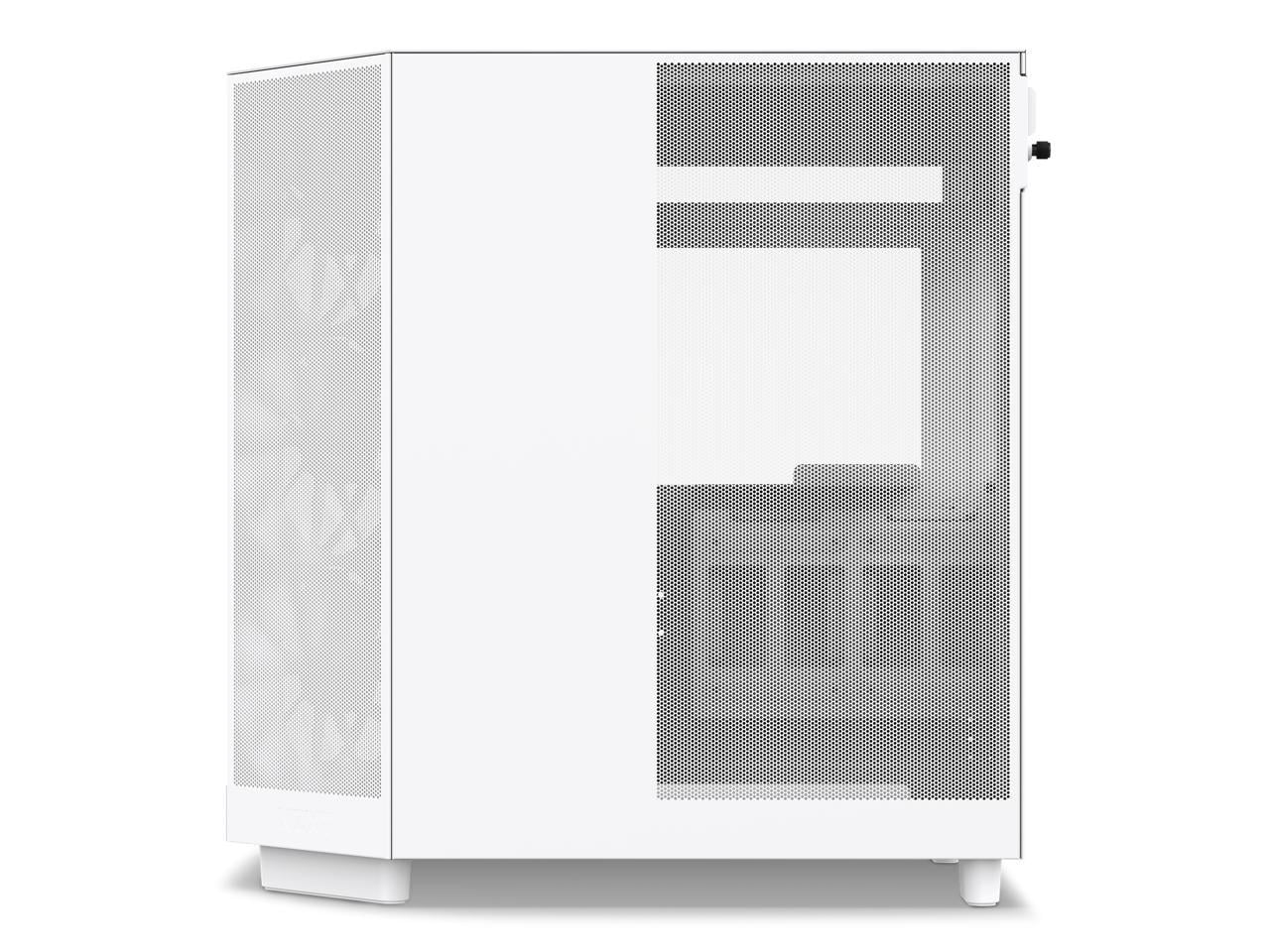 2025 NZXT H6 FLOW - Caja compacta de torre intermedia de doble cámara con flujo de aire, color blanco, CC-H61FW-01