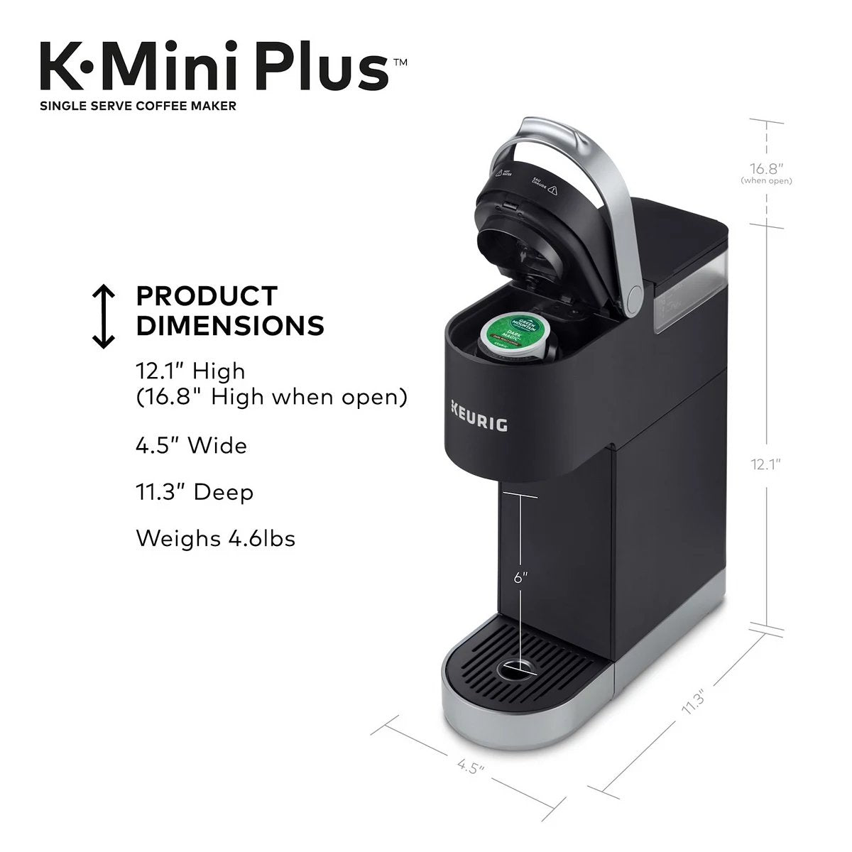 2025 Cafetera Keurig K-Mini Plus de una sola taza con cápsulas K-Cup