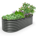 2025 TRAMULL Jardinera elevada en acero galvanizado, 244 x 122 x 60 cm, ovalada, modular, para exterior (Gris cuarzo)