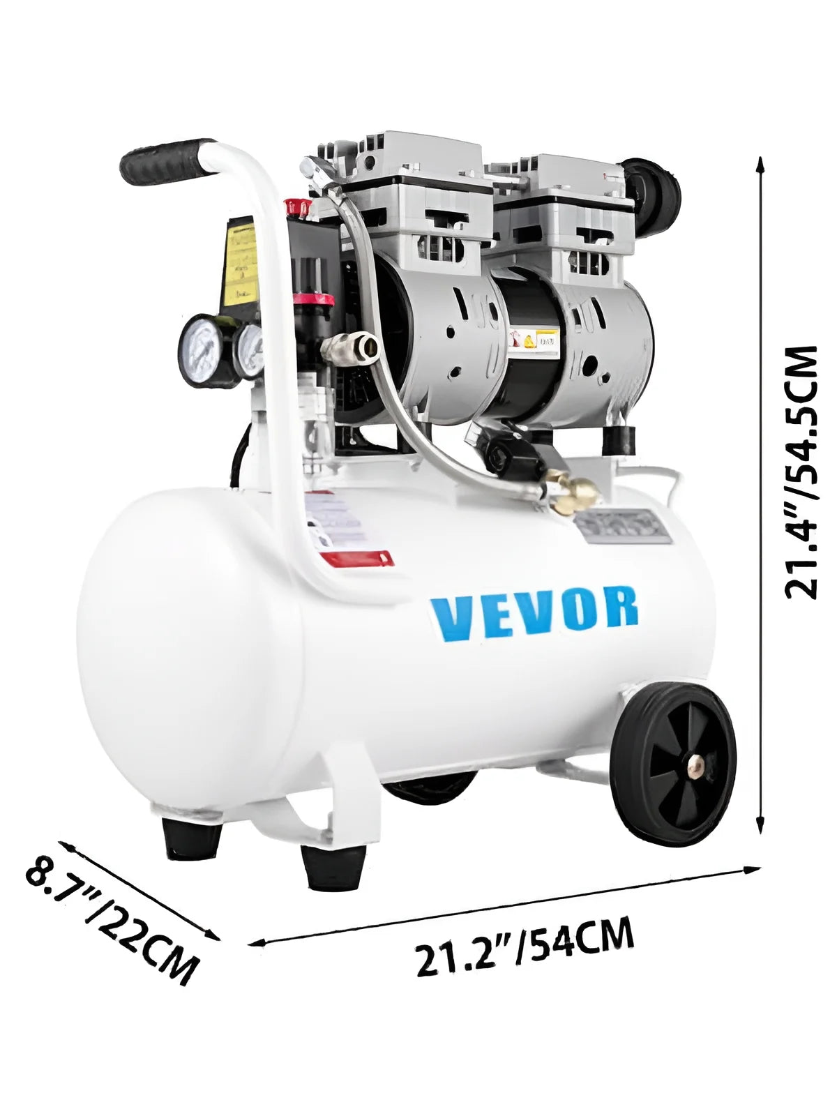2025 Compresor de aire portátil BENTISM 25 L (6,6 galones), 1 HP, sin aceite, tanque de acero, 115 PSI, pistón plano, ultra-silencioso – para reparaciones en el hogar y inflado de neumáticos