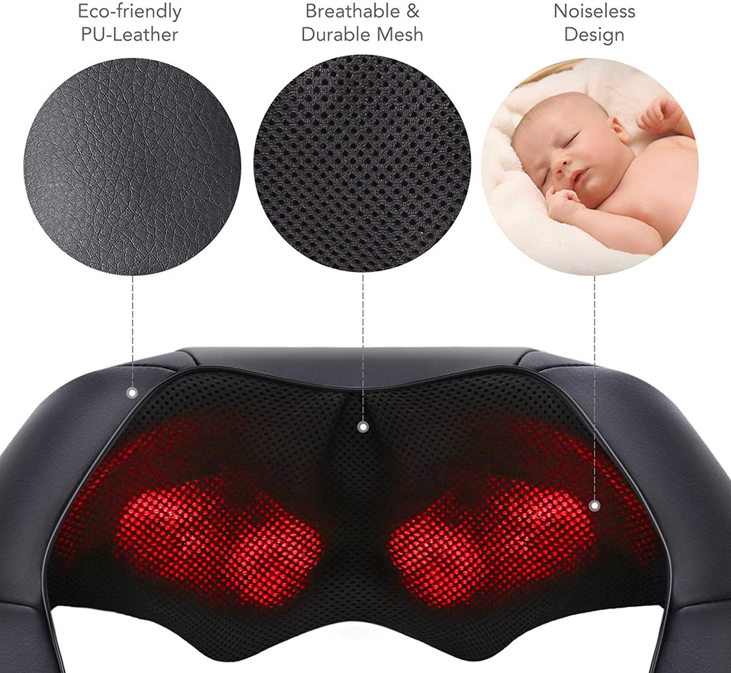 2025 Naipo MGS-801 – Masajeador Shiatsu 3D para Espalda y Cuello con Calor, Masaje Profundo de Amasamiento para Espalda, Hombros, Pies y Piernas (Gris)