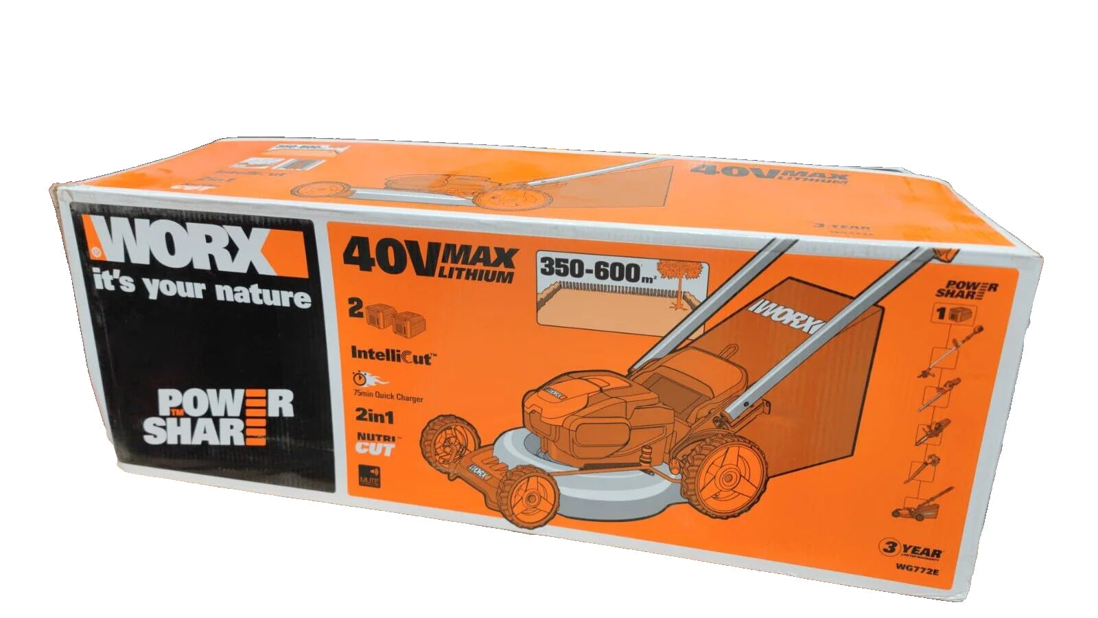 2025 Cortacésped inalámbrico Worx WG772E 48 cm, 40 V, con 2 baterías y cargador