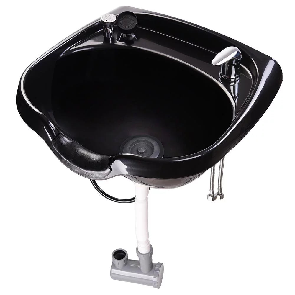 2025 Bac de champú con soporte cervical de gel, drenaje con trampa para cabellos, ruptura de vacío certificado CUPC, montaje en pared – para salón de belleza, spa o uso doméstico.