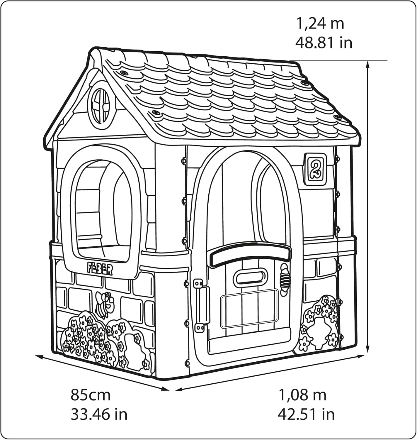 Feber - Fantasy House, Casita Infantil de Juegos con Puerta Abatible, Jugar al Aire Libre o en Casa, Resistente y de Fácil Montaje, para Niños de 2 a 6 años, Famosa (800010237), Versión previa