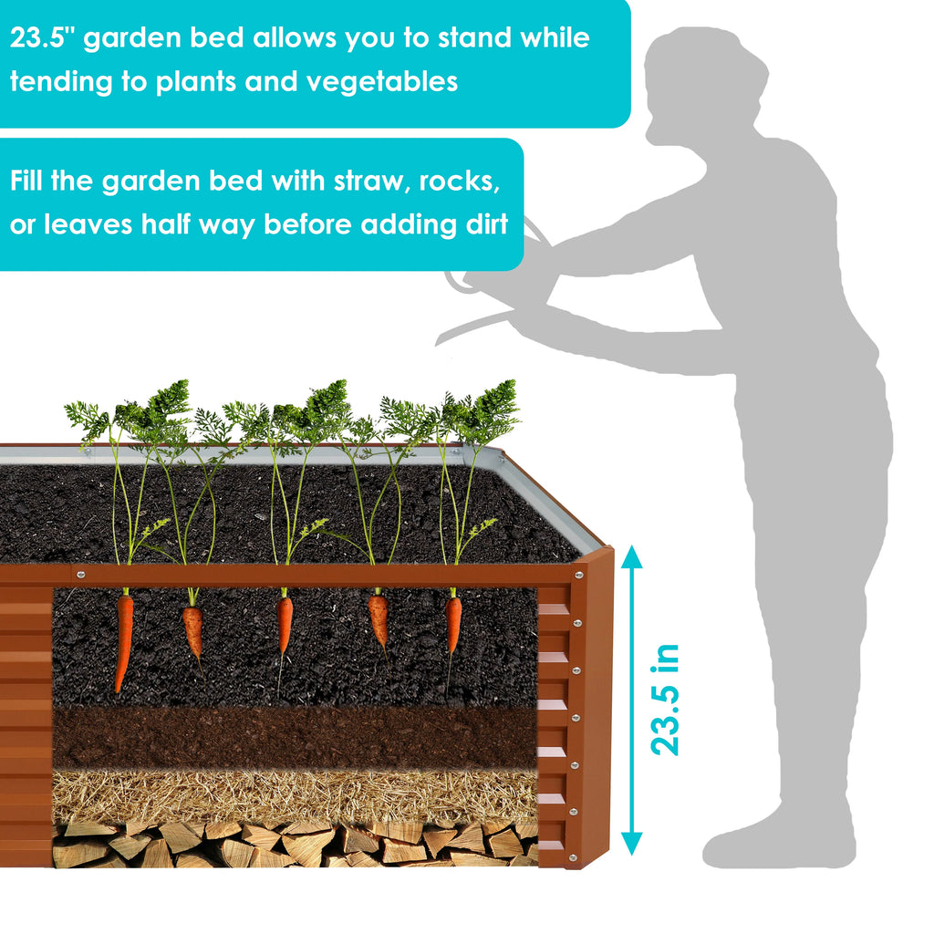 2025 Cama Elevada Rectangular para Jardín Sunnydaze de Acero Galvalume - 180 cm