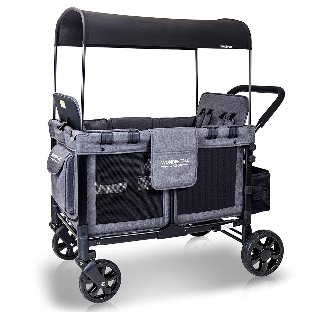 2025 Carro Multifuncional para Bebé, Cochecito Plegable para Cuatro Pasajeros con Capota Reversible y Removible, y Sillas para hasta 4 Niños Pequeños, Color Azul Marino