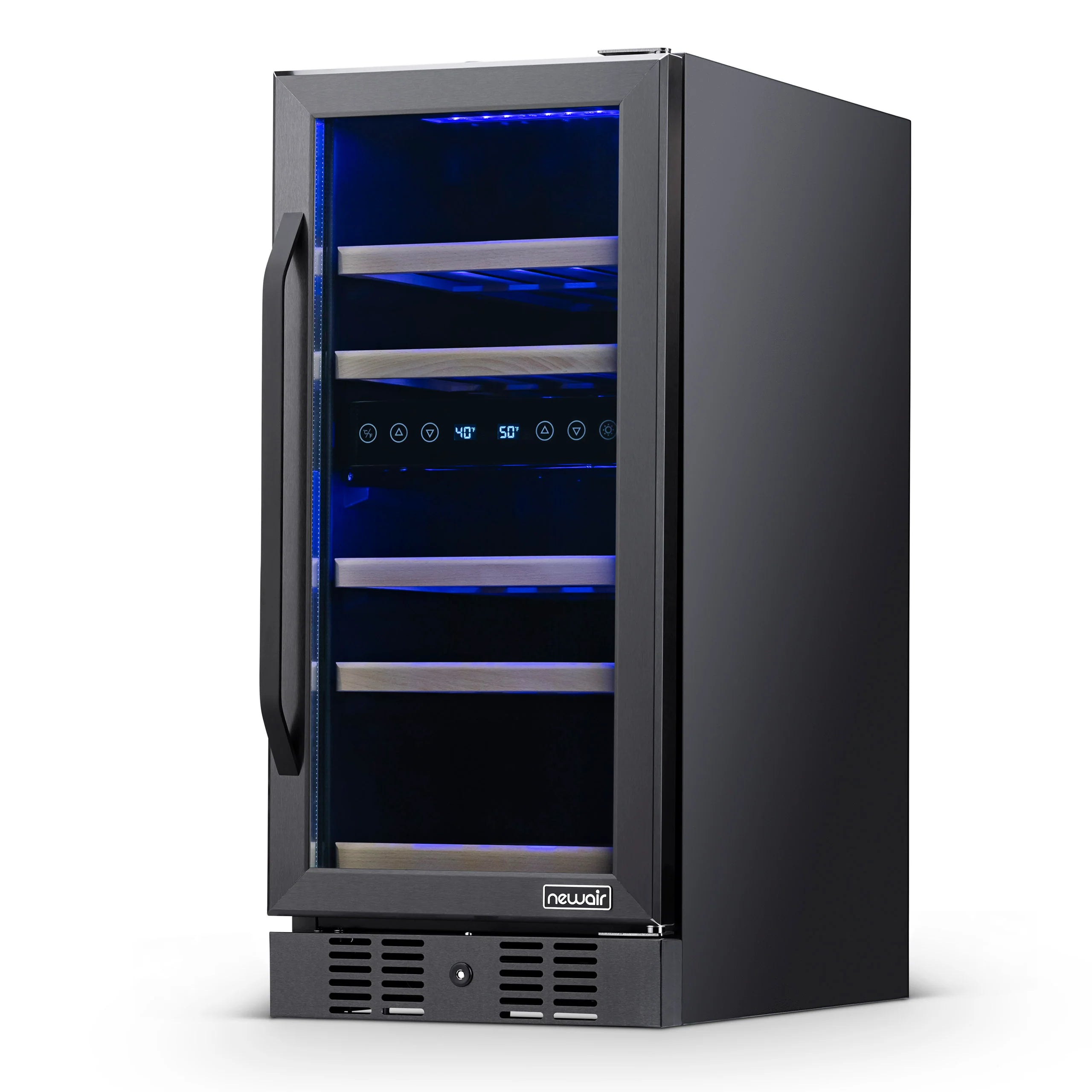 2025 Newair® Refrigerador de Vinos Empotrable Negro – 29 Botellas – 14,8" Doble Zona