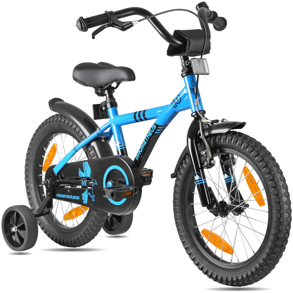 2025 Bicicleta Infantil de 16 Pulgadas con Ruedas Auxiliares Desmontables, para Niños de 4 a 5 Años, Azul y Negro