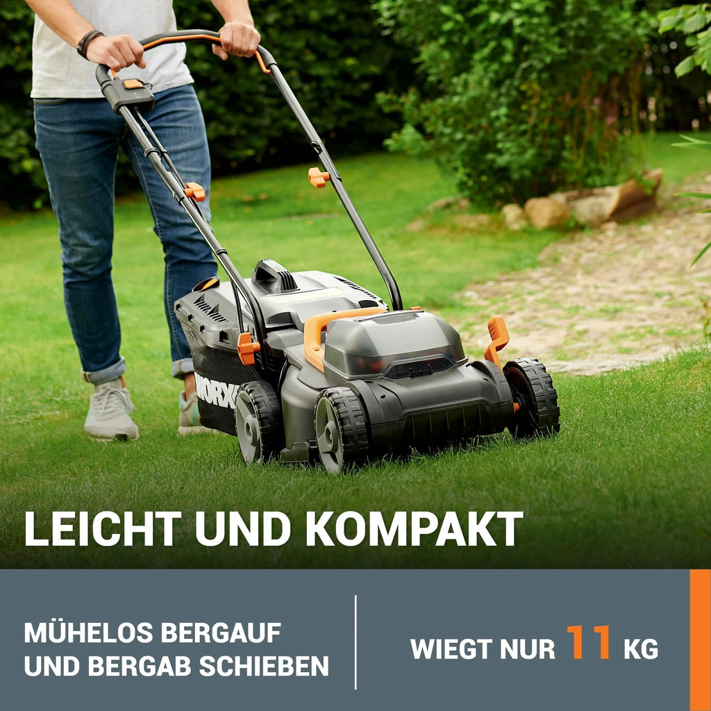 2025 Cortacésped inalámbrico WORX WG779E.1 40V (2 x 20V) – Ancho de corte 34 cm – Ideal para céspedes de hasta 460 m² – Tecnología IntelliCut – Fácil almacenamiento – Incluye 2 baterías de 4 Ah y cargador rápido doble