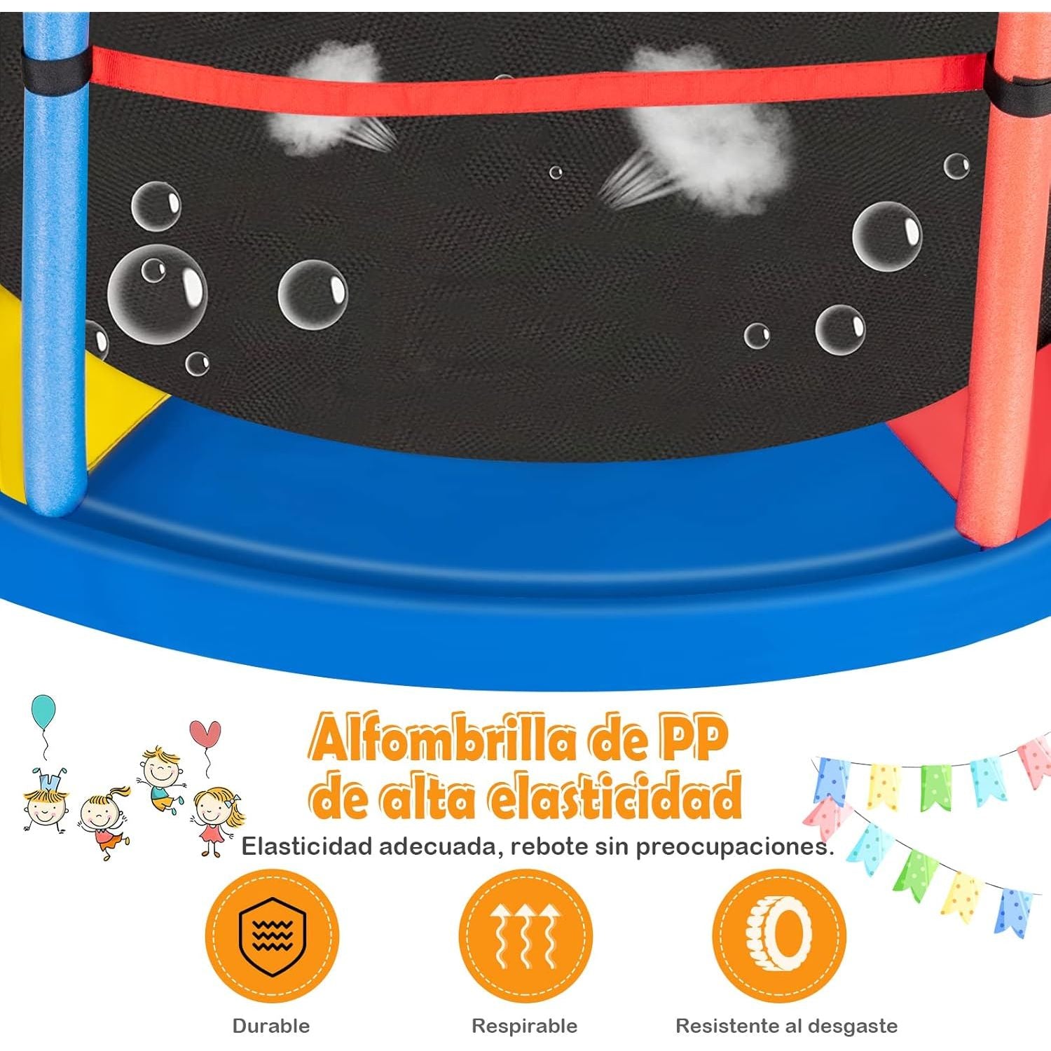 Cama Elástica Para Niños Con Red De Seguridad Y Almohadilla Para Muelles Costway 165 X 165 X 161cm Coloreado