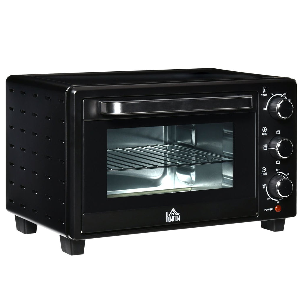 Horno Eléctrico De Sobremesa De Metal Y Vidrio Templado Homcom Negro
