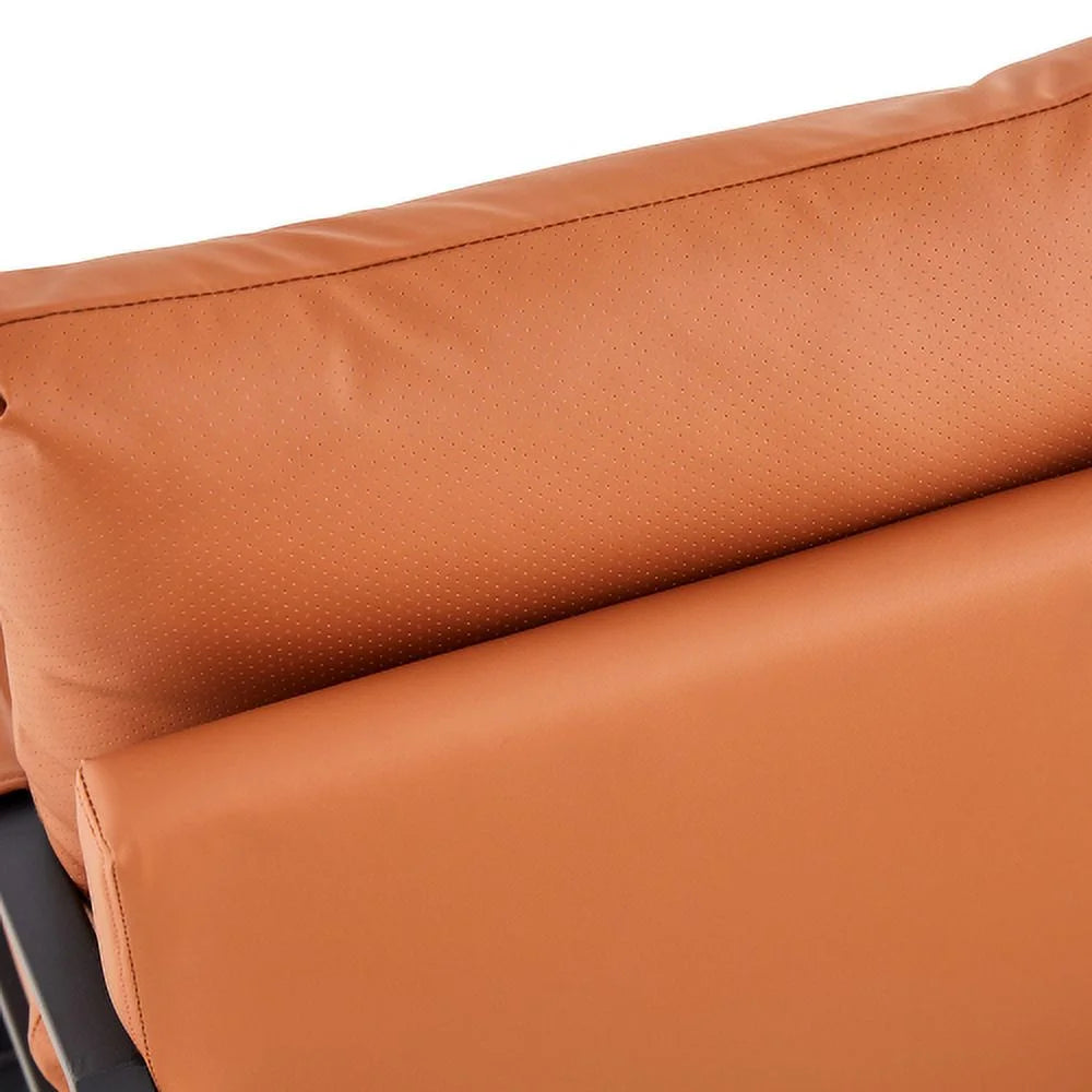 Sofá moderno de 2 plazas con 2 cojines – cuero PU, espuma de alta densidad, estructura metálica negra revestida, color marrón