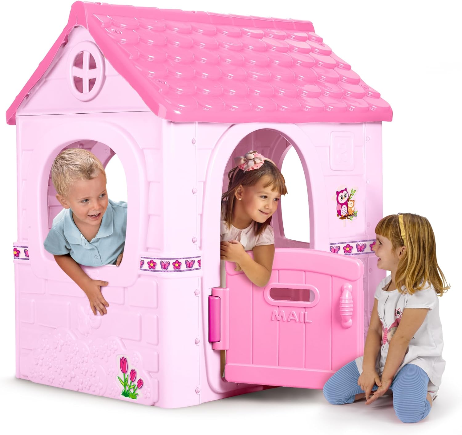 Feber - Fantasy House, Casita Infantil de Juegos con Puerta Abatible, Jugar al Aire Libre o en Casa, Resistente y de Fácil Montaje, para Niños de 2 a 6 años, Famosa (800010237), Versión previa