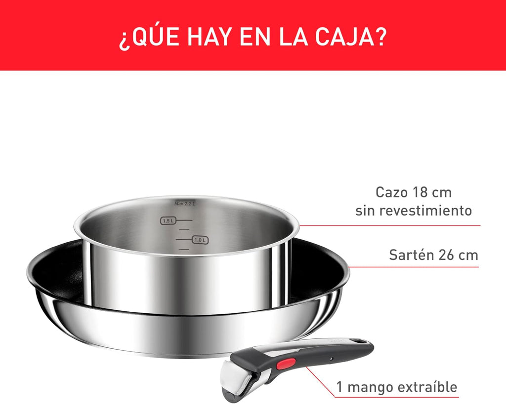 Tefal Ingenio Preference On Set of 2 Frying Pans 24/28 cm + 2 Saucepans 16/20 cm + 24 cm Pot + 26 cm Wok + 2 Removable Handles + 5 Accessories | Induction Safe, Non-Stick, PFOA Free