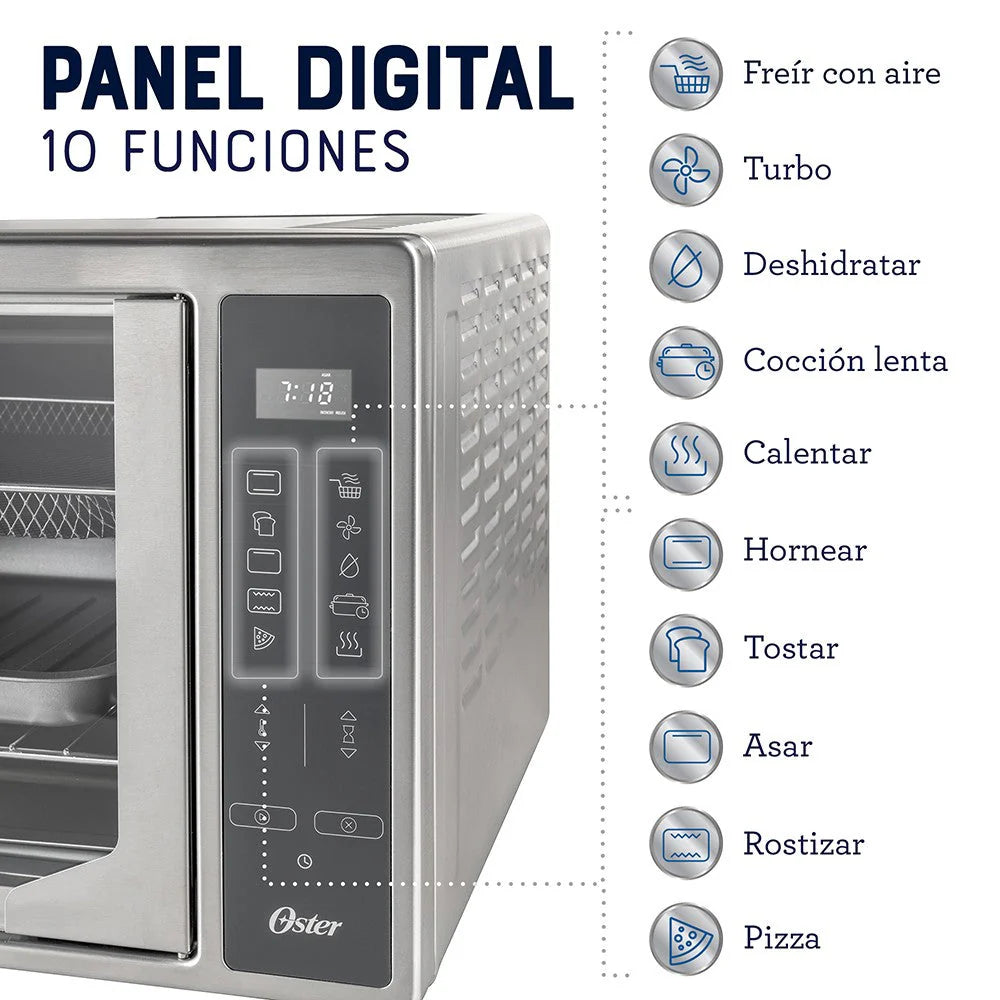 2025 Horno Digital con Freidora de Aire 42 Lt y Puertas Francesas TSSTTVFDDAFNS Oster