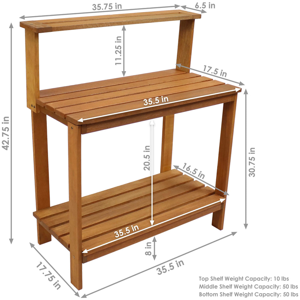 2025 Banco de Jardinería de Exterior de Madera Meranti Sunnydaze con Acabado en Aceite de Teca - 107 cm