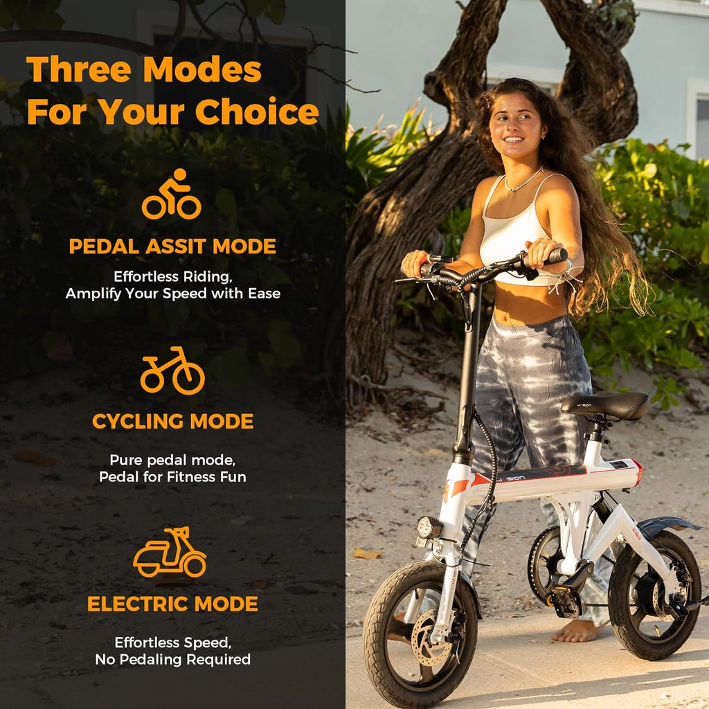 Bicicleta eléctrica EB3 para adultos, velocidad hasta 34 km/h, motor potente de 500W, batería de 270Wh, suspensión trasera, 3 niveles de asistencia, bicicleta plegable de 14 pulgadas para adultos y adolescentes, conforme a UL2849
