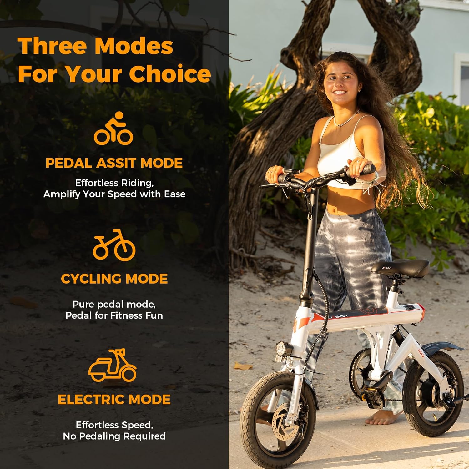 Bicicleta eléctrica EB3 para adultos, velocidad hasta 34 km/h, motor potente de 500W, batería de 270Wh, suspensión trasera, 3 niveles de asistencia, bicicleta plegable de 14 pulgadas para adultos y adolescentes, conforme a UL2849