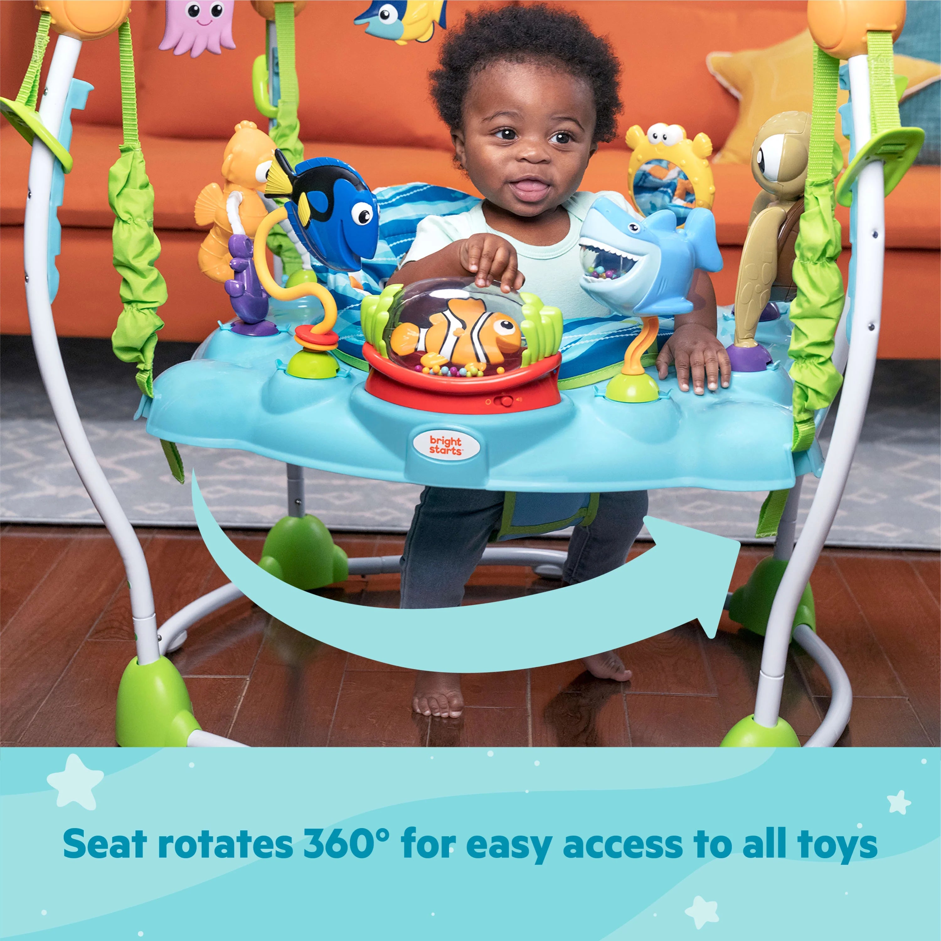 2025 Disney Baby Finding Nemo Centro de actividades ajustable para bebé con balancín de Bright Starts
